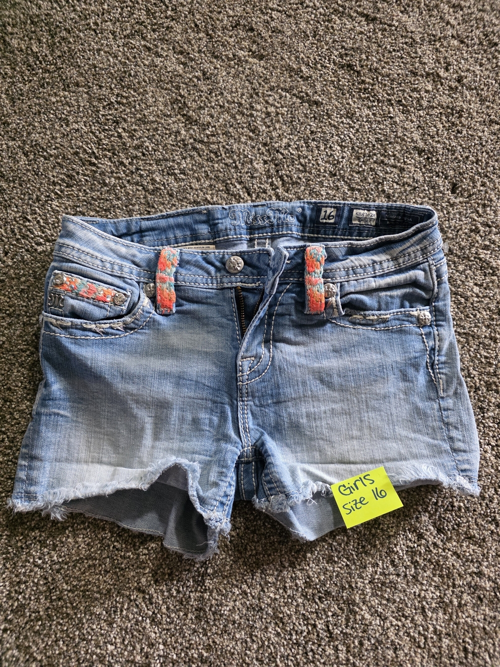 Miss Me Light Blue Denim Cutoff Shorts with Embroidered Belt Loops